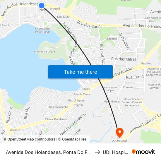 Avenida Dos Holandeses, Ponta Do Farol to UDI Hospital map