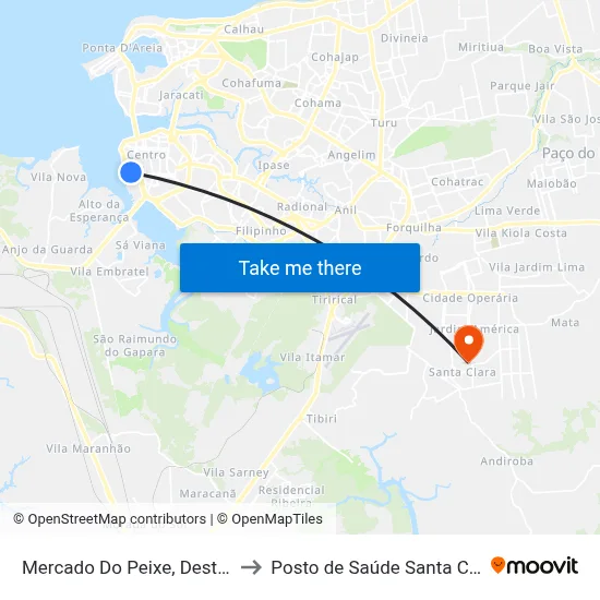 Mercado Do Peixe, Desterro to Posto de Saúde Santa Clara map