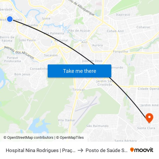Hospital Nina Rodrigues | Praça Da Conceição to Posto de Saúde Santa Clara map