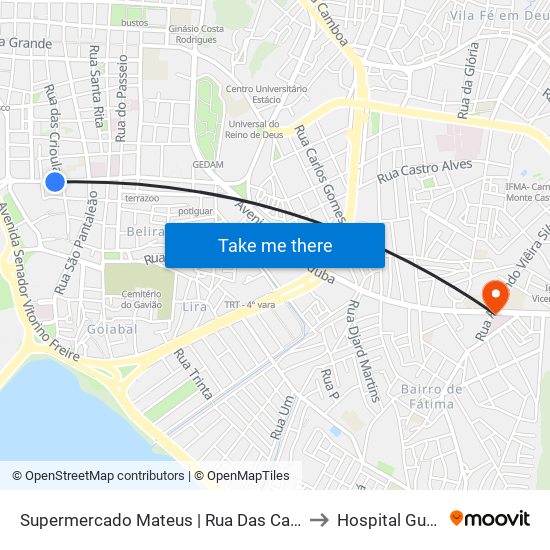 Supermercado Mateus | Rua Das Cajazeiras to Hospital Guarás map