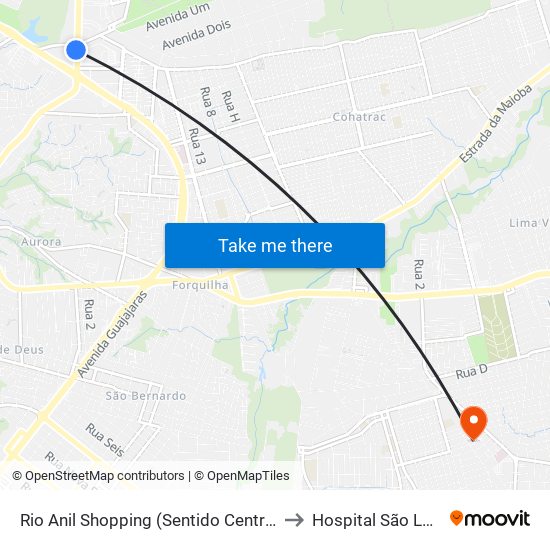 Rio Anil Shopping (Sentido Centro) to Hospital São Luís map