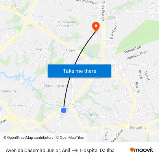 Avenida Casemiro Júnior, Anil to Hospital Da Ilha map