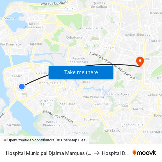 Hospital Municipal Djalma Marques (Socorrão I) to Hospital Da Ilha map