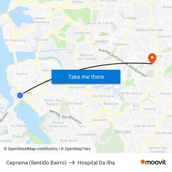 Ceprama (Sentido Bairro) to Hospital Da Ilha map