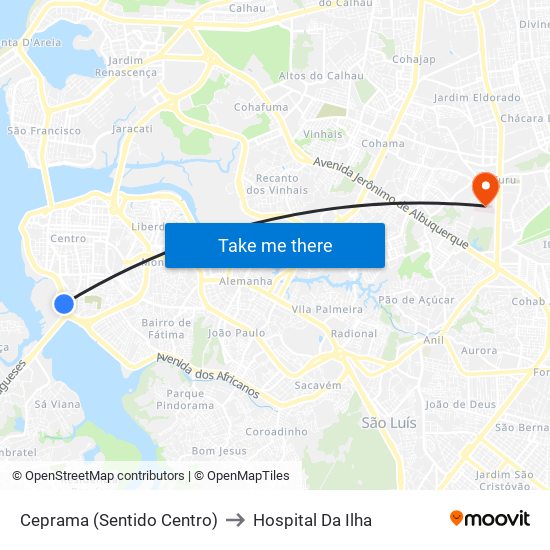 Ceprama (Sentido Centro) to Hospital Da Ilha map