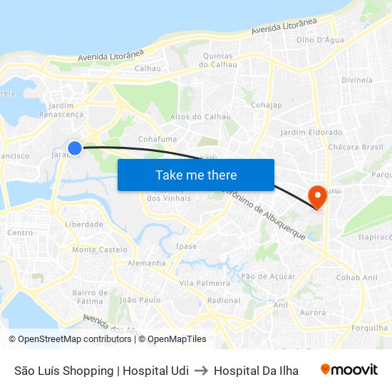 São Luís Shopping | Hospital Udi to Hospital Da Ilha map