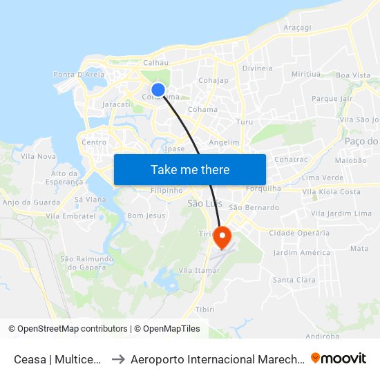 Ceasa | Multicenter Sebrae to Aeroporto Internacional Marechal Cunha Machado map