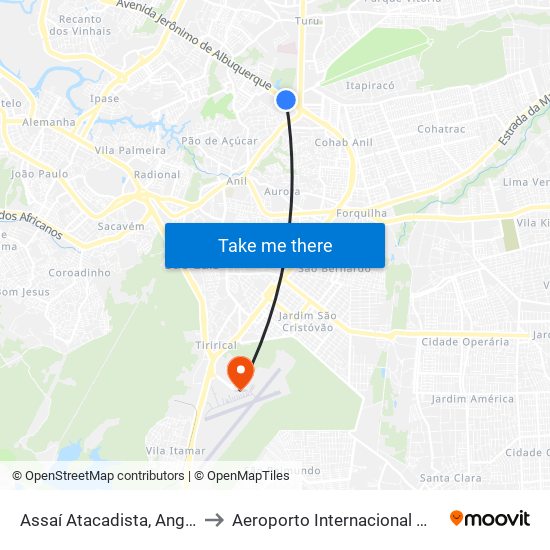 Assaí Atacadista, Angelim (Sentido Bairro) to Aeroporto Internacional Marechal Cunha Machado map