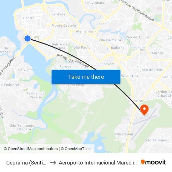 Ceprama (Sentido Centro) to Aeroporto Internacional Marechal Cunha Machado map