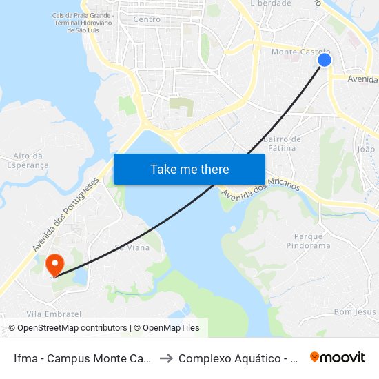 Ifma - Campus Monte Castelo to Complexo Aquático - Ufma map