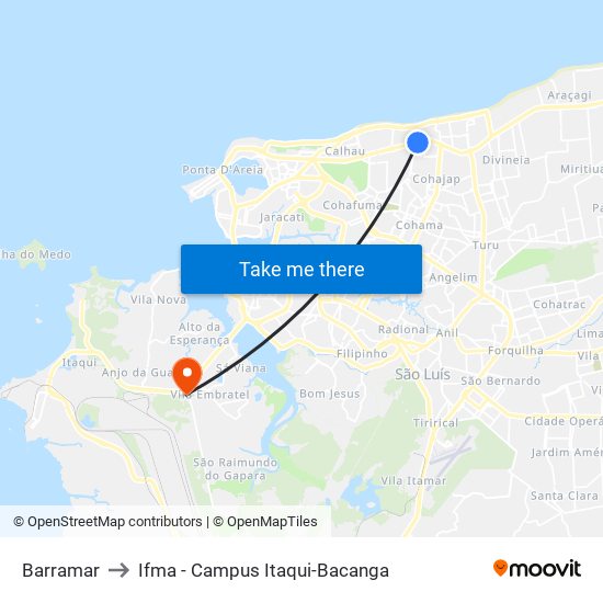 Barramar to Ifma - Campus Itaqui-Bacanga map