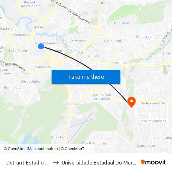 Detran | Estádio Castelão to Universidade Estadual Do Maranhão - Uema map