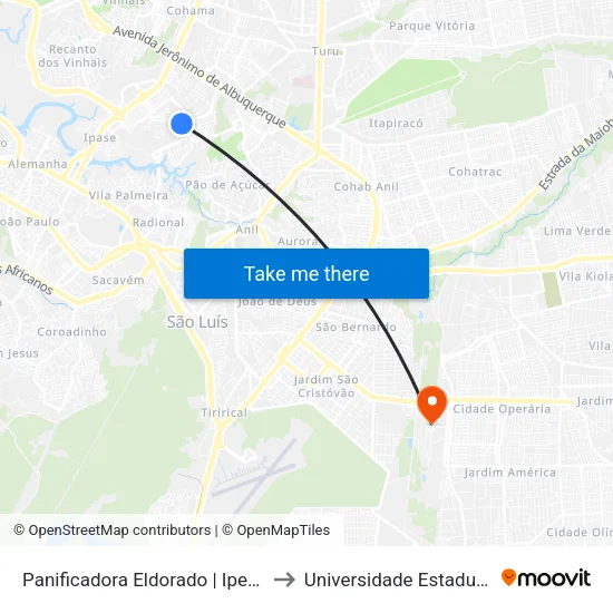 Panificadora Eldorado | Ipem Bequimão (Sentido Centro) to Universidade Estadual Do Maranhão - Uema map