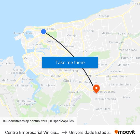 Centro Empresarial Vinícius De Moraes (Sentido Bairro) to Universidade Estadual Do Maranhão - Uema map