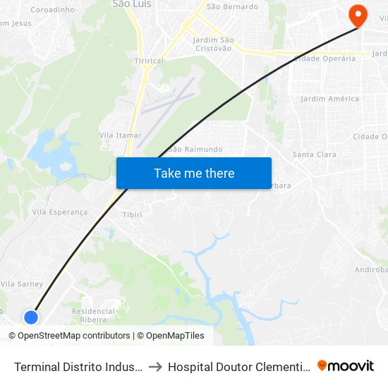 Terminal Distrito Industrial (Sentido Bairro) to Hospital Doutor Clementino Moura - Socorrão II map