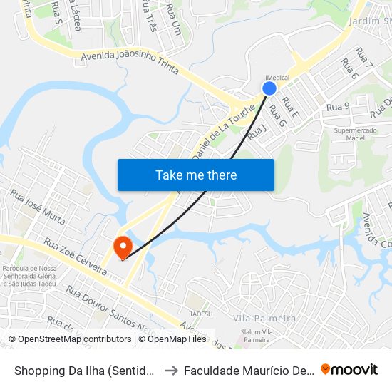 Shopping Da Ilha (Sentido Centro) to Faculdade Maurício De Nassau map