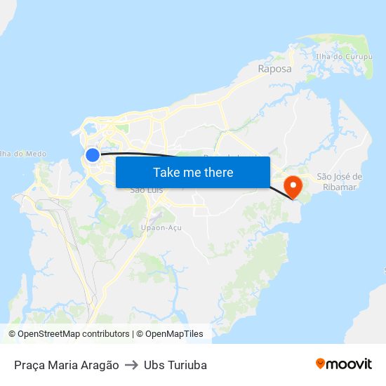Praça Maria Aragão to Ubs Turiuba map