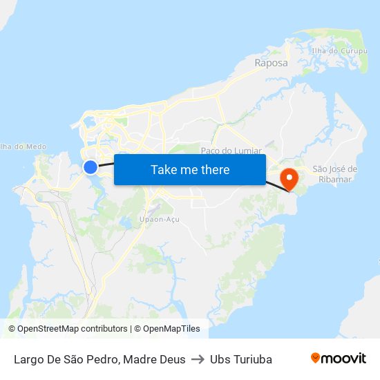 Largo De São Pedro, Madre Deus to Ubs Turiuba map