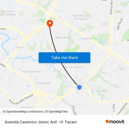 Avenida Casemiro Júnior, Anil to Facam map