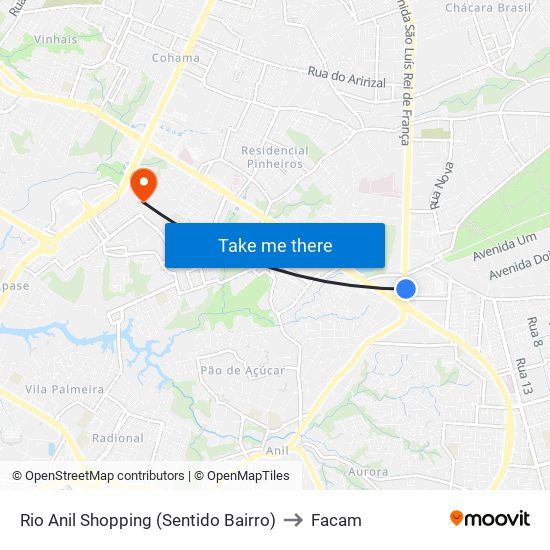 Rio Anil Shopping (Sentido Bairro) to Facam map