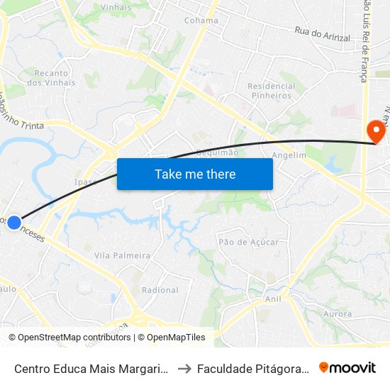 Centro Educa Mais Margarida Pires Leal, Alemanha to Faculdade Pitágoras - Campus Turu II map