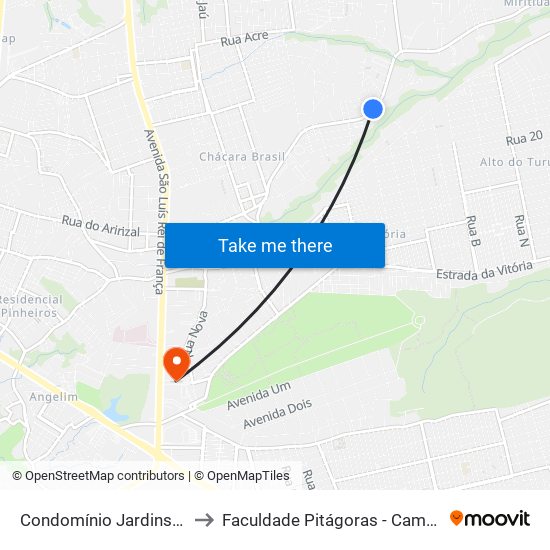 Condomínio Jardins Do Turu to Faculdade Pitágoras - Campus Turu II map