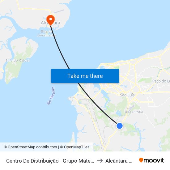 Centro De Distribuição - Grupo Mateus | Posto Maracanã (Sentido Centro) to Alcântara Maranhão Brazil map