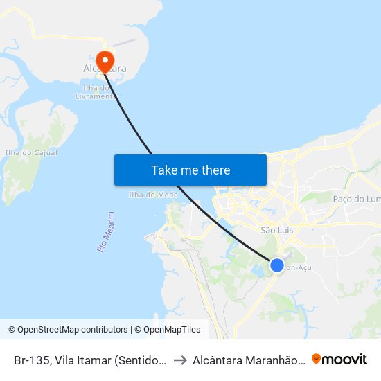 Br-135, Vila Itamar (Sentido Centro) to Alcântara Maranhão Brazil map