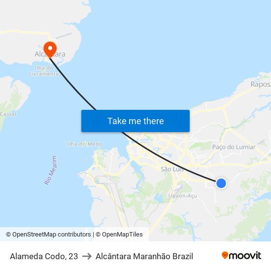 Alameda Codo, 23 to Alcântara Maranhão Brazil map