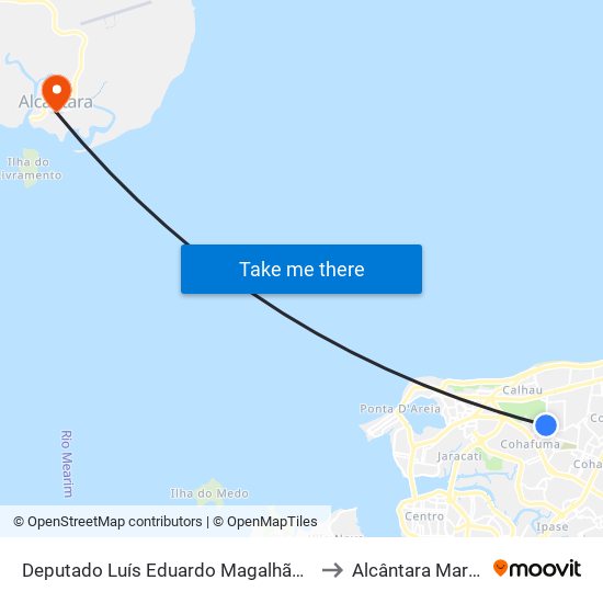 Deputado Luís Eduardo Magalhães X Estrada Do Pimenta to Alcântara Maranhão Brazil map