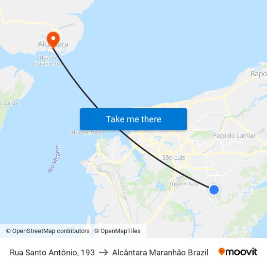 Rua Santo Antônio, 193 to Alcântara Maranhão Brazil map