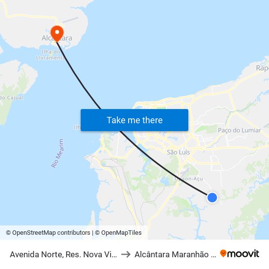 Avenida Norte, Res. Nova Vida - 04 to Alcântara Maranhão Brazil map