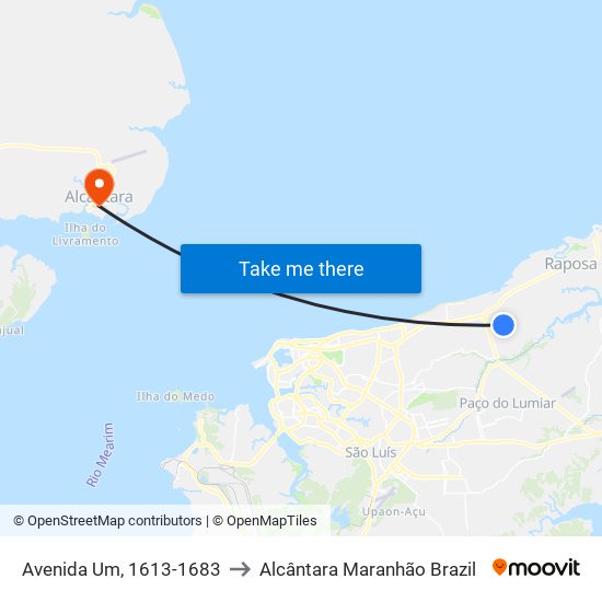 Avenida Um, 1613-1683 to Alcântara Maranhão Brazil map