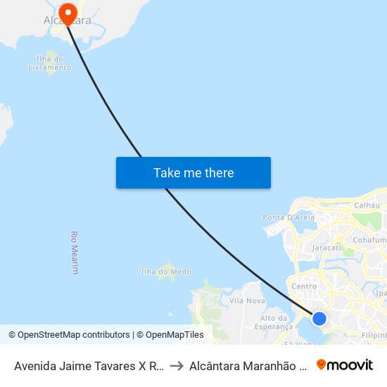 Avenida Jaime Tavares X Rua 30 to Alcântara Maranhão Brazil map