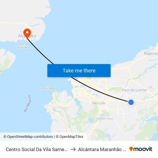 Centro Social Da Vila Sarney Filho to Alcântara Maranhão Brazil map