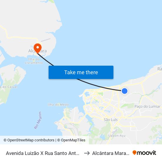 Avenida Luizão X Rua Santo Antônio (Sentido Bairro) to Alcântara Maranhão Brazil map