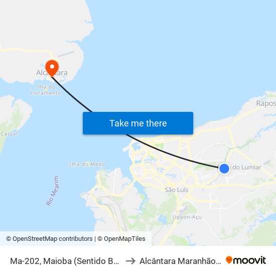 Ma-202, Maioba (Sentido Beira Rio) to Alcântara Maranhão Brazil map