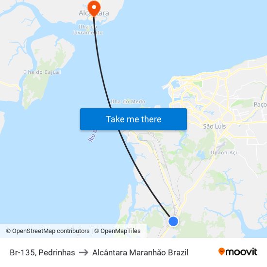 Br-135, Pedrinhas to Alcântara Maranhão Brazil map