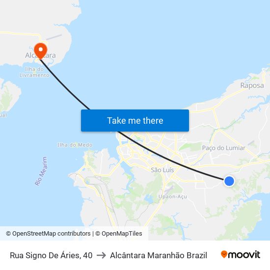 Rua Signo De Áries, 40 to Alcântara Maranhão Brazil map