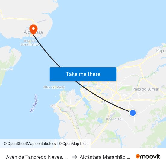 Avenida Tancredo Neves, 2464 to Alcântara Maranhão Brazil map