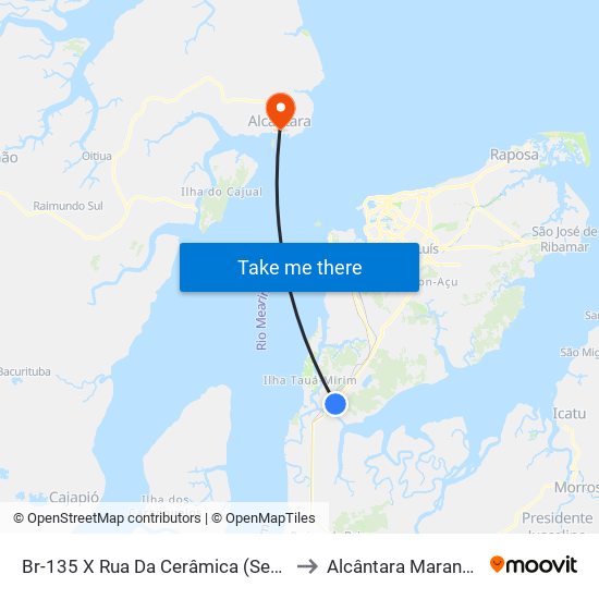 Br-135 X Rua Da Cerâmica (Sentido Terminal) to Alcântara Maranhão Brazil map