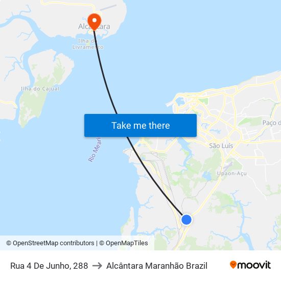Rua 4 De Junho, 288 to Alcântara Maranhão Brazil map