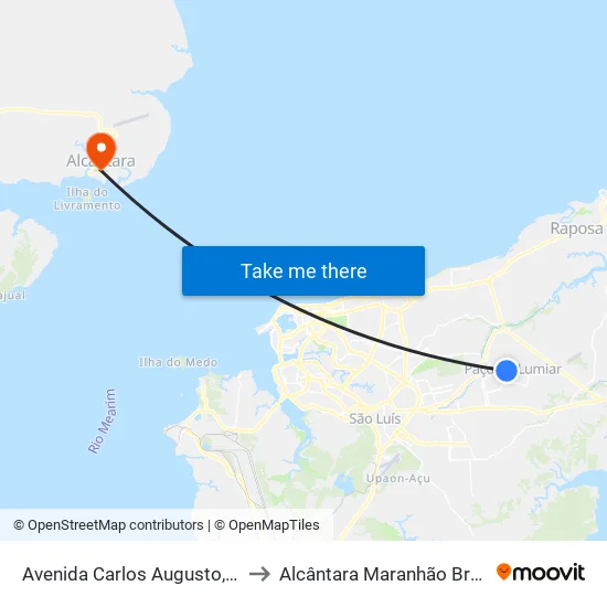 Avenida Carlos Augusto, 27 to Alcântara Maranhão Brazil map