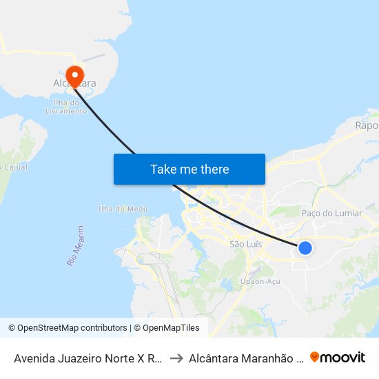 Avenida Juazeiro Norte X Rua Três to Alcântara Maranhão Brazil map