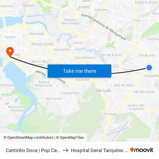 Cantinho Doce | Pop Center, Cohab to Hospital Geral Tarquínio Lopes Filho map