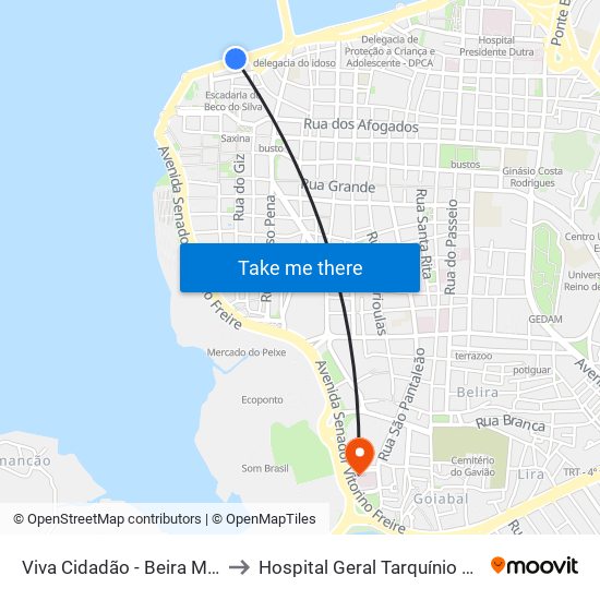 Viva Cidadão - Beira Mar, Centro to Hospital Geral Tarquínio Lopes Filho map