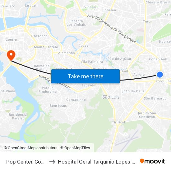 Pop Center, Cohab to Hospital Geral Tarquínio Lopes Filho map