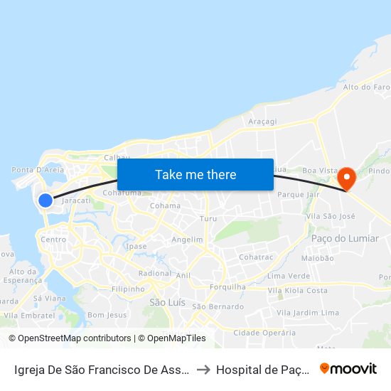 Igreja De São Francisco De Assis (Sentido Centro) to Hospital de Paço do Lumiar map