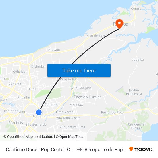 Cantinho Doce | Pop Center, Cohab to Aeroporto de Raposa map