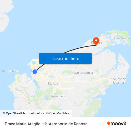 Praça Maria Aragão to Aeroporto de Raposa map
